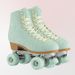 Adult double-row skates Green roller skates Metal stand Roller skates four-wheel skates_desvips.com