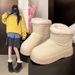 2025 Autumn New Fashion Flip Muffin Thick-soled Snow Boots Women's Korean Version Warm Round Head Sleeve Women's Cotton Shoes_desvips.com