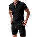 Summer Men's Polo Casual Loose Short Sleeve Shorts Sports Set_desvips.com