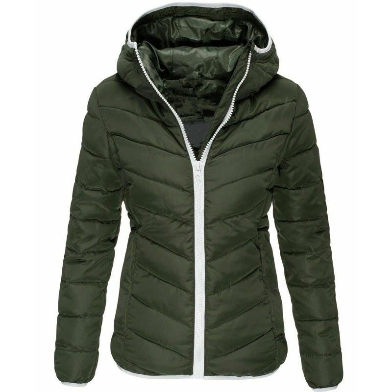 Autumn And Winter New Women's Top, Solid Color Hooded Korean Casual Warm Jacket, Short Slim Fit Cotton Jacket For Women_desvips.com