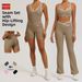 Women's Tight Fitting Yoga Set Cross Waist Sportswear Color Blocking Beautiful Back Design Running Fitness Wear In Nude_desvips.com