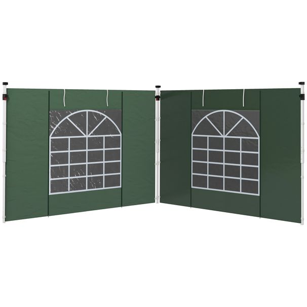 2 Paredes Laterales Para Carpa 295x195 Cm Con Ventana Enrollable Y Puerta Con Cremallera Para Carpa 3x3 M O 3x6 M Verde_desvips.com