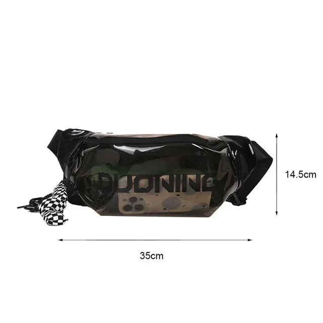 Fashion Fanny Packs Unisex Clear PVC Waist Pouch Multi-functional Letter Printed With Pendant Adjustable Buckle Strap_desvips.com