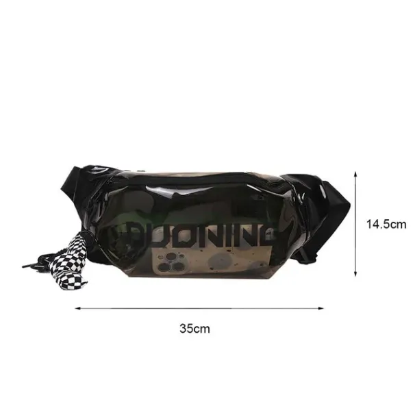 Fashion Fanny Packs Unisex Clear PVC Waist Pouch Multi-functional Letter Printed With Pendant Adjustable Buckle Strap_desvips.com