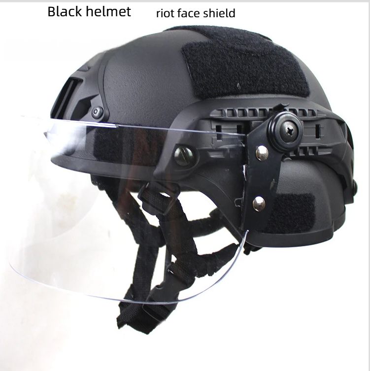 MICH2000 + Transparent Anti-Riot Protective Mask Patrol Tactical Helmet CS Face Shield_desvips.com