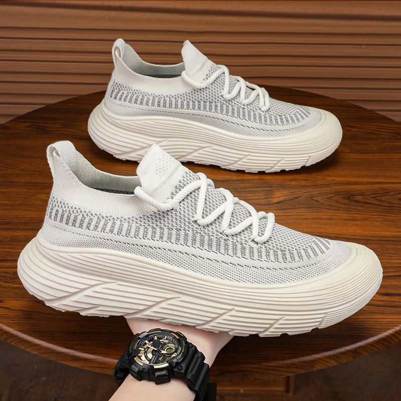 Men's Shoes Summer New Breathable Flying Weave Shoes Men's Thick Bottom Hundred Casual Fashion Running Shoes_desvips.com