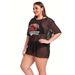 Women's Plus Size Halter Bikini Three-piece Swimsuit With Mesh Drawstring Smock_desvips.com