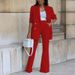 women pants set two piece sets turn down collar white blazer elegant coats matching sets work high waist long pants suits_desvips.com