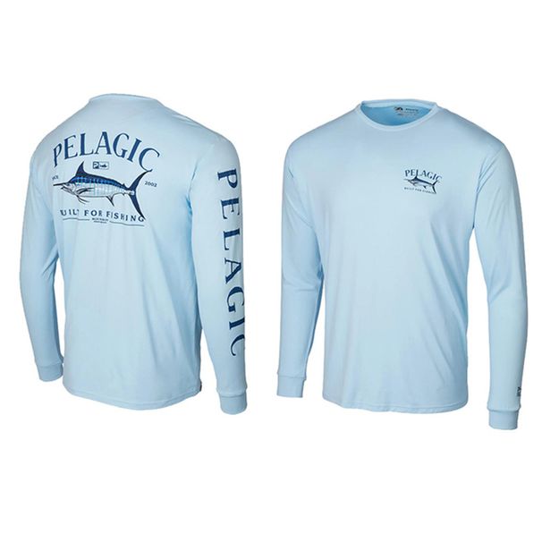 PELAGIC Men's Long Sleeve Fishing Shirt UV Protection Quick-Dry Moisture-Wicking Breathable Outdoor Sports T-Shirt_desvips.com