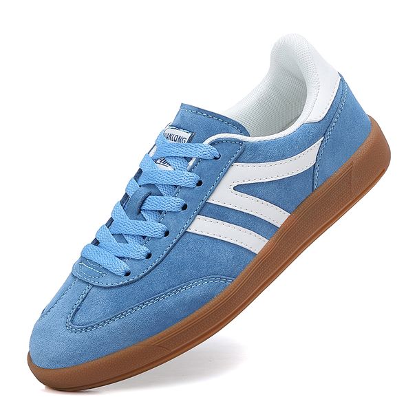 Women's Suede Retro German Training Sneakers Casual Lace-up Flat Shoes For Daily Walking Outdoor Sports 2552_desvips.com