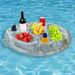 Inflatable Floating Thickened PVC Cooler & Drink Holder (Multi-Functional Design Fits 6 Cups + Ice Compartment Includes Repair Kit & Anchor Rope)_desvips.com
