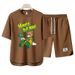 Men's Clothing 2024 Waffle Casual Summer Suit Men's Loose Teen Short sleeved T shirt Shorts Handsome Two piece Suit_desvips.com