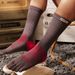 5 Pairs/lot Cotton Men's Sports Split Toe Absorb Sweat Prevent Odor Autumn Towel Base Terry Long Tube Five Finger Socks_desvips.com