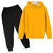 New Autumn Fleece-Lined Solid Color Korean Fashion Children's Clothing Set Hooded Sweatshirt_desvips.com