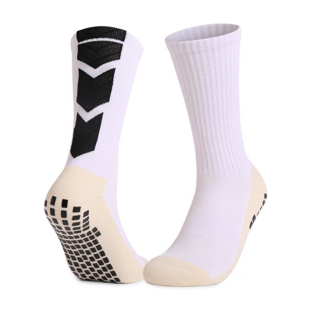 Two Pairs Adult Football Socks Mid Length Towel Bottom Sweat Absorbent Deodorant Thickened Silicone Non Slip Dotted Glue Socks_desvips.com