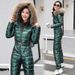 Women's Winter Jacket With Faux Fur Hood, Long Puffer Coat, Shiny Ski Coat, Slim Fit, Detachable Hood, Warm Polyester Filling_desvips.com