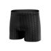 2025 New Fashionable Boxer Swim Trunks, Men's Sharkskin-Look Pure Black Plus Size Swimwear_desvips.com