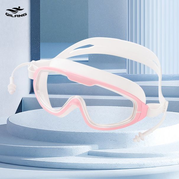 Adult Swimming HD Anti-Fog Large Frame Integrated Mirror With Earplugs Soft Silicone Unisex Diving Goggles_desvips.com