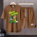 Men's Clothing 2024 Waffle Casual Summer Suit Men's Loose Teen Short sleeved T shirt Shorts Handsome Two piece Suit_desvips.com