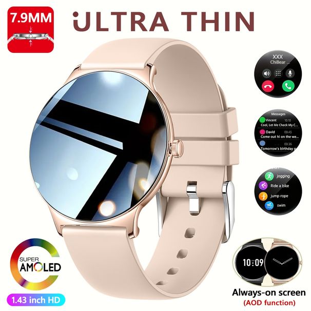 ChiBear Ultra Thin Fashion Smart Watch Women Screen Always Display Time Sports Bracelet Bluetooth Call AMOLED Smartwatch_desvips.com