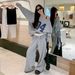001 Autumn Winter Outfit Sports Casual American Style Loose Off-Shoulder Design Sweatshirt Wide-Leg Pants Two-Piece Set_desvips.com