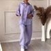 Women's Clothing 2 piece Set Large Size Cotton and Linen Shirt Set High Waist Loose Pants_desvips.com