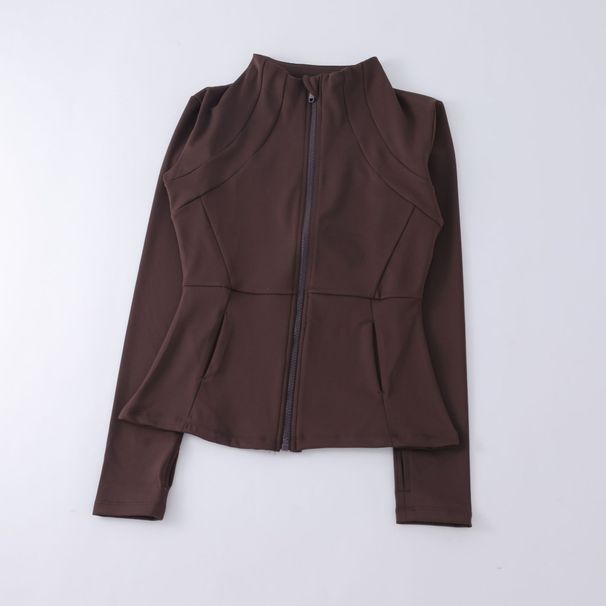 Women's Yoga Jacket With Stand Collar & Zipper – Slim Fit, Long Sleeve, Sun Protection, Breathable For Running, Gym & Outdoor Sports_desvips.com