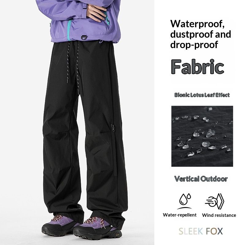 001 Fleece-Lined Thickened Winter Outdoor Waterproof Casual American Style Cool Cargo Straight-Leg Hiking Work Pants Trendy_desvips.com