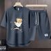 Men's Clothing 2024 Waffle Casual Summer Suit Men's Loose Teen Short sleeved T shirt Shorts Handsome Two piece Suit_desvips.com