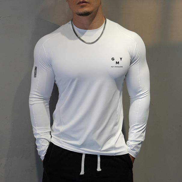 KOOSSOASISMen's Long-sleeved Fitness Top, Tight-fitting, High-elasticity, Quick-drying, Breathable T-shirt, Warm Base Layer_desvips.com