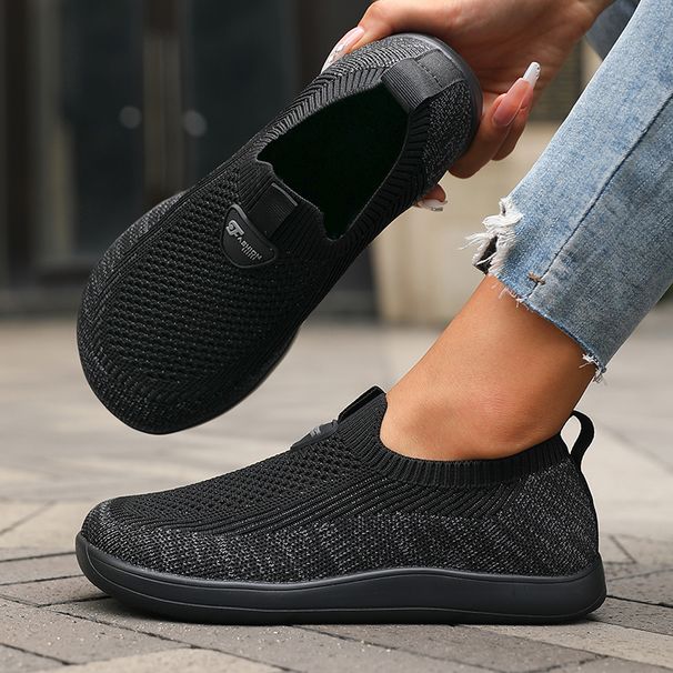 Women Breathable Knitted Mesh Soft Sole Slip On Barefoot Shoes 2025 Casual Comfortable Wide Toe Walking Sneakers_desvips.com