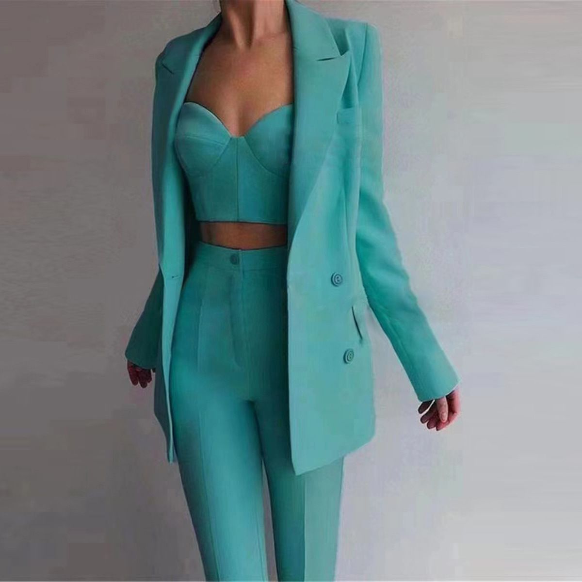 Women's clothing new high-quality casual temperament commuting fashion OL professional women's suit bra pants suit_desvips.com