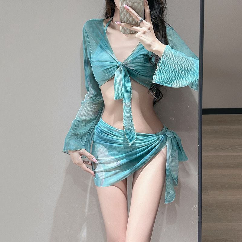 Bikini For Women, Two-Piece Four-Piece Set, Long Sleeve, Sun Protection, Sexy Girl, Brightening, Beach Vacation, Hot_desvips.com