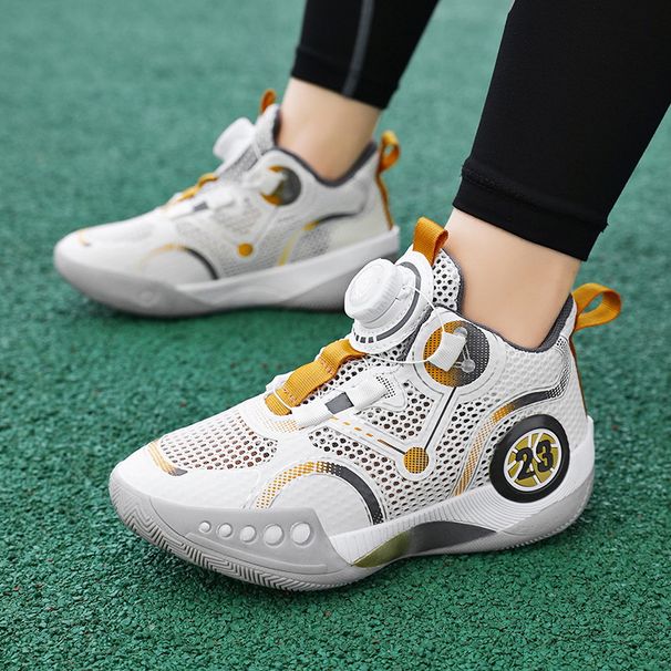 Men’s Shoes boys shoes sports mesh shoes rotating button teenagers breathable mesh shock absorption children's basketball shoes students_desvips.com