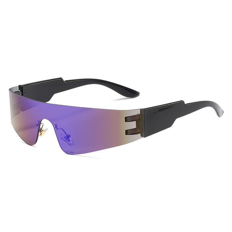 New colorful men's rimless sunglasses Colorful stylish women's Punk Y2K Sports sunglasses_desvips.com