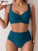 VigoBreviya 2026 Sexy Blue Strapped Swimwear Women High Waist Bikini Set Brazilian Lady Swimsuit Cross Push Up Beach_desvips.com