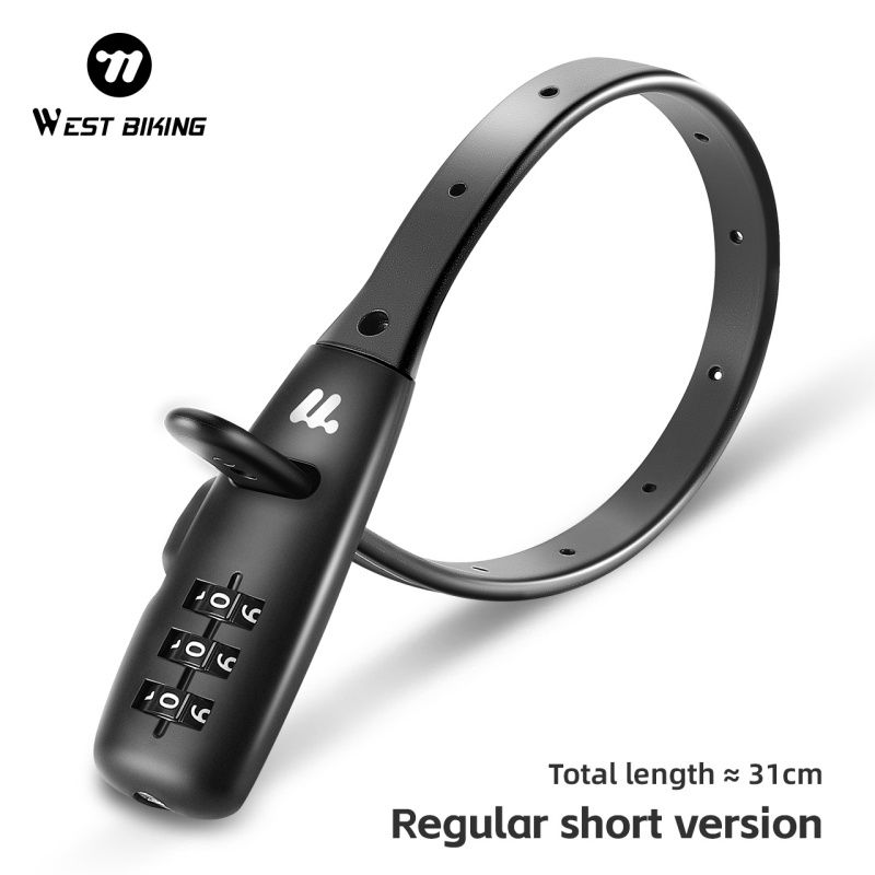 WEST BIKING Bicycle Lock Stainless Steel Bicycle Cable Lock 3 Digits Combination Cable Tie Lock Road MTB Bike Accessorie_desvips.com