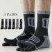 3 Pairs Fleece Toe Men Autumn Winter Warm Five Finger Man High Quality Cotton Sports Crew Socks Running_desvips.com