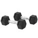Ensemble D'haltères Courtes, Lot De 2 Haltères Hexagonaux Recouverts De Caoutchouc, Acier Noir_desvips.com