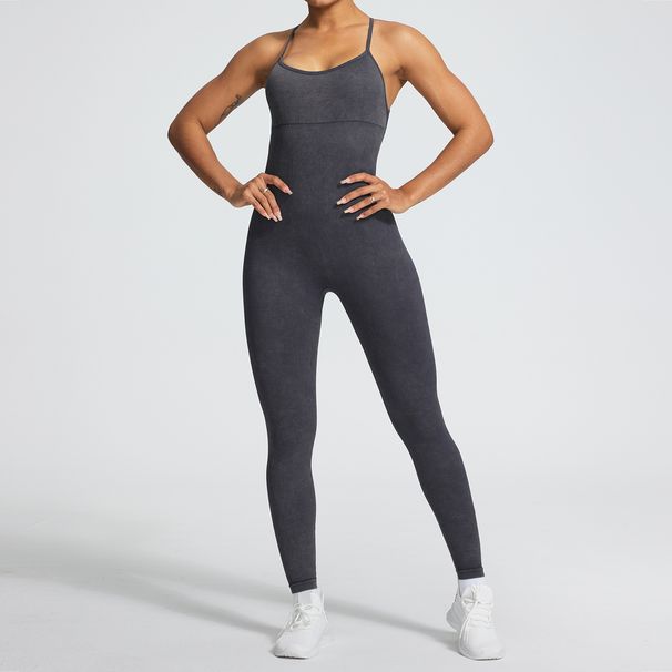 Seamless Cross Back High Elasticity Jumpsuit European American Style Tight Fit Waist Shaping Beautiful Back Running Tights_desvips.com