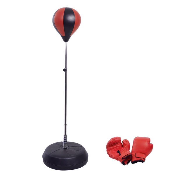 HOMCOM Adjustable Punching Ball Set – 125-145cm Height Boxing Gloves & Pump Included Ideal For Beginners & Pros_desvips.com