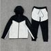 Hooded zippered sweater for men's spring and autumn new sportswear, casual coat, small footguard pants two-piece set_desvips.com