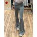 Navy Blue Flared Yoga Pan For Women, Autumn 2025 New American Style Low Waist Slimming Petite Hip Lift Spor_desvips.com