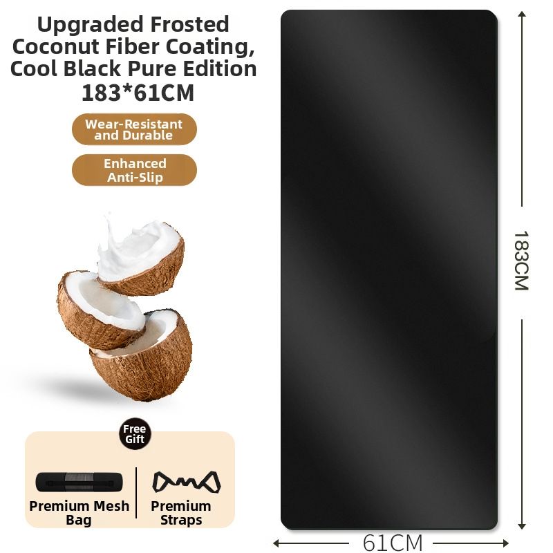 Coconut Shell Frosted PU Yoga Mat 6 Mm Natural Rubber High Strength Non Slip Fitness Mat Professional Widened To 80 Cm Shock Absorbing Pad_desvips.com