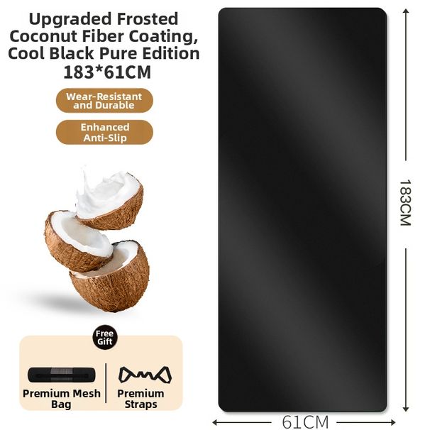 Coconut Shell Frosted PU Yoga Mat 6 Mm Natural Rubber High Strength Non Slip Fitness Mat Professional Widened To 80 Cm Shock Absorbing Pad_desvips.com