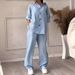 Women's Clothing 2 piece Set Large Size Cotton and Linen Shirt Set High Waist Loose Pants_desvips.com