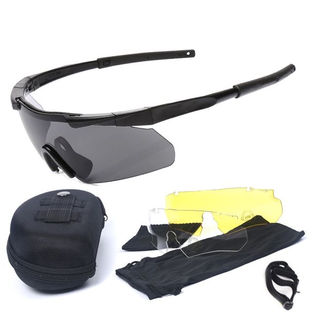 Military Tactical Goggles CS Airsoft Windproof Shooting HD 3 Lens Motocross Motorcycle Mountaineering Safe Glasses_desvips.com