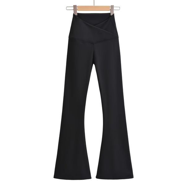 RenMou 22366 Winter New Wear Windmill Fur V-Waist Slimming Yoga Casual Bellbottom Pants Women's Exclusive Supply_desvips.com