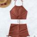 Solid Color Two-Piece New Swimsuit Boxer Gathered Conservative Sexy Slimming Swimwear Hot Spring Strap Bikini_desvips.com