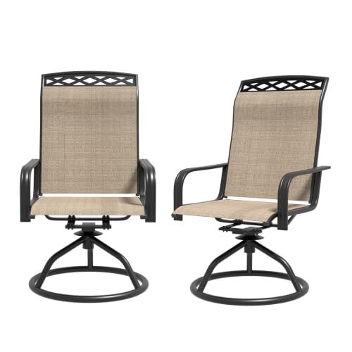 Set Of 2 Swivel Patio Dining Chairs With 360° Rocking Motion And High Back Design For Outdoor Use_desvips.com